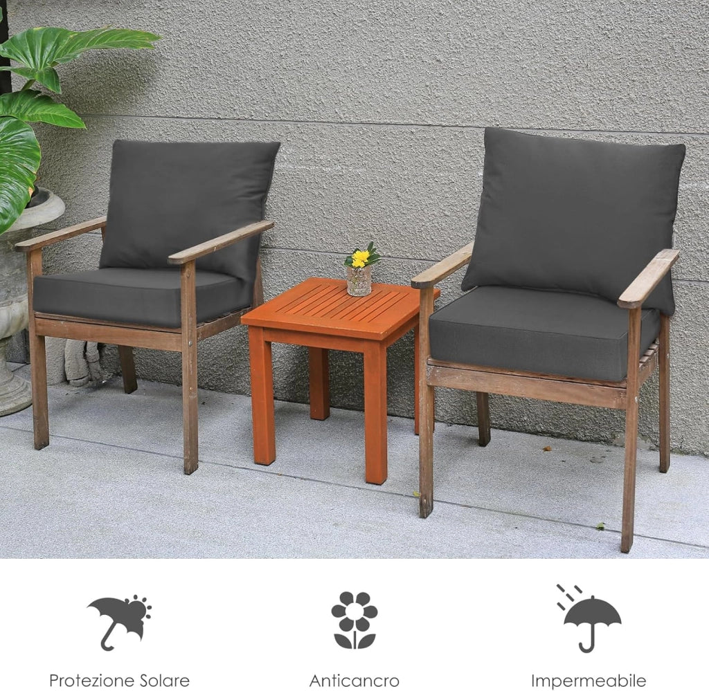Cuscino per Divano da Giardino, Cuscino per Sedia Rattan per Esterno, Set di 2 Cuscino per Mobili da Giardino (Grigio)