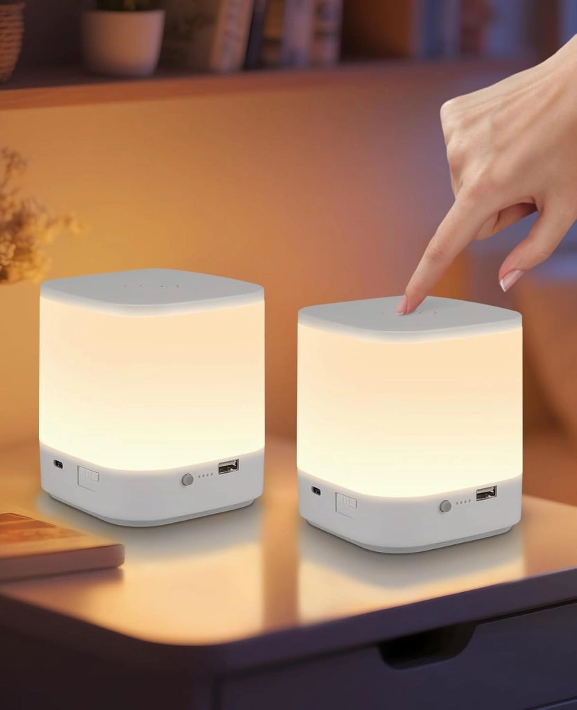 ZMH Lampada da tavolo LED set 2 pezzi bianca touch dimmerabile USB ricaricabile 3600mAh 3 temperature colore