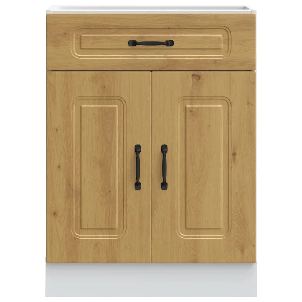 Mobile da cucina moderno con ante pratiche 60 x 46 x 81,5 cm finitura in rovere ingegnerizzato realizzato artigianalmente 02_0049919