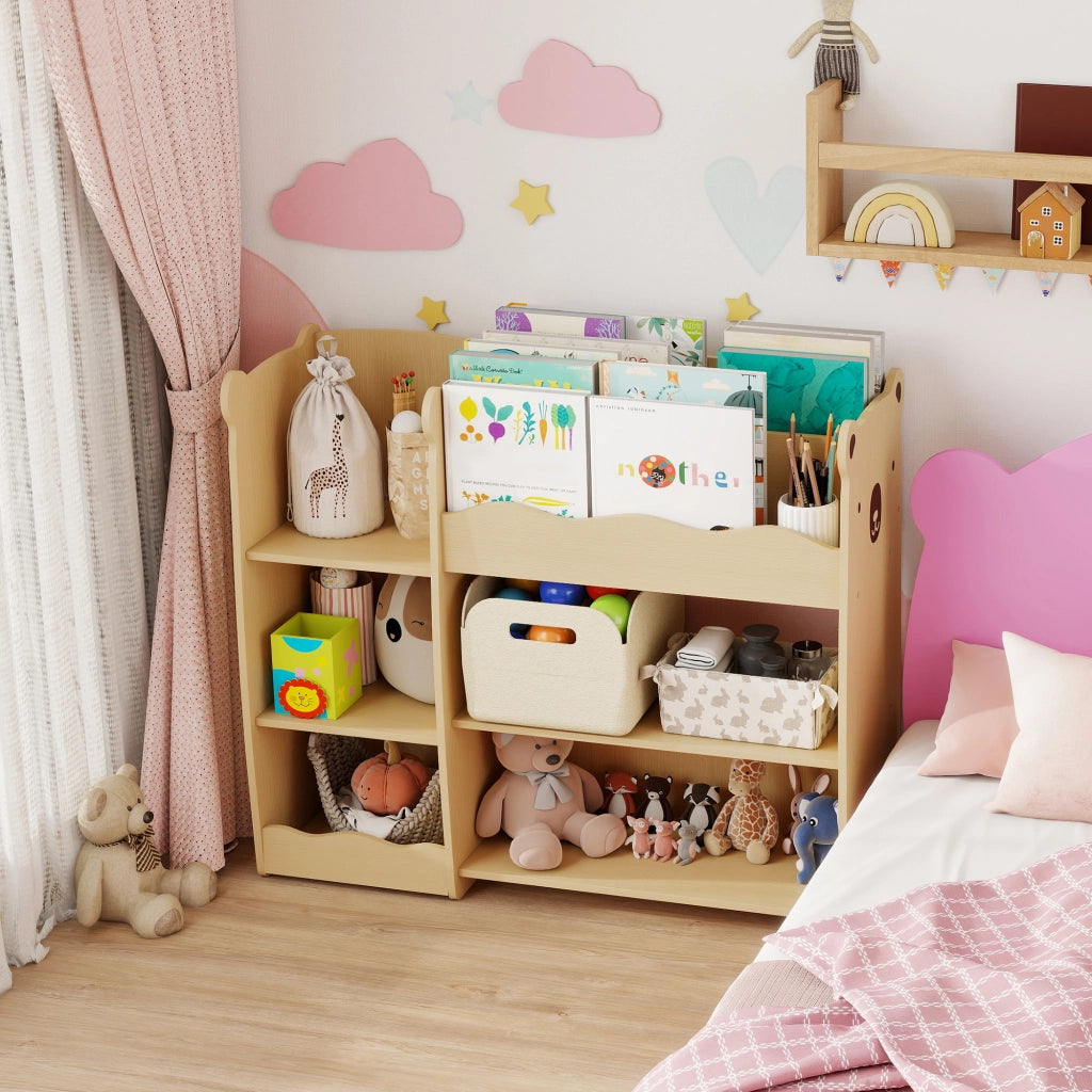 Scaffale per bambini 3 livelli ¨C zephmum ¨C naturale 92x29x79cm