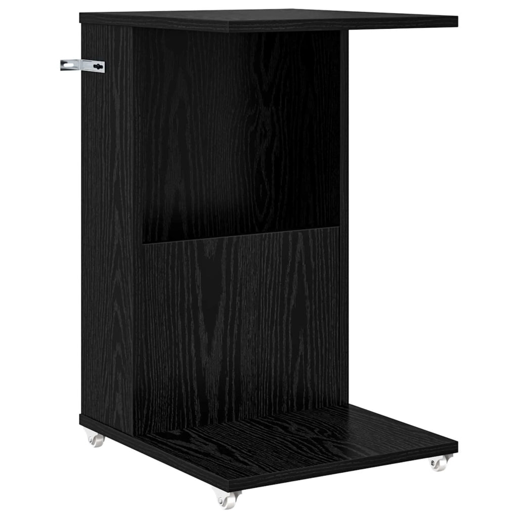 Tavolo laterale con ruota Rovere Nero 40 x 35 x 60 cm 8000373