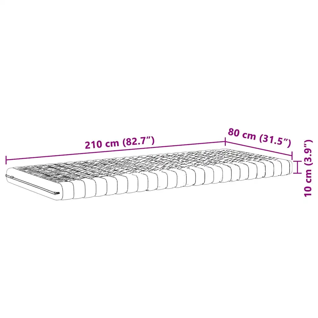 vidaXL Materasso in Schiuma Bianco 80x210 cm 7 Zone Durezza 20 ILD