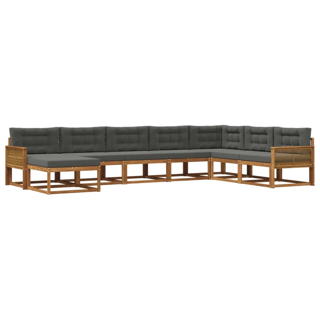 Set di divani da esterno con cuscino 8 pcs Naturale e Antracite