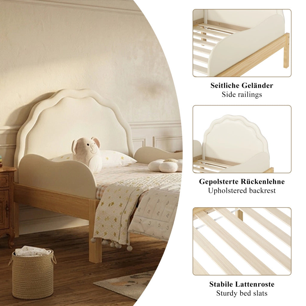 Letto imbottito per bambini 90x200 cm in legno beige