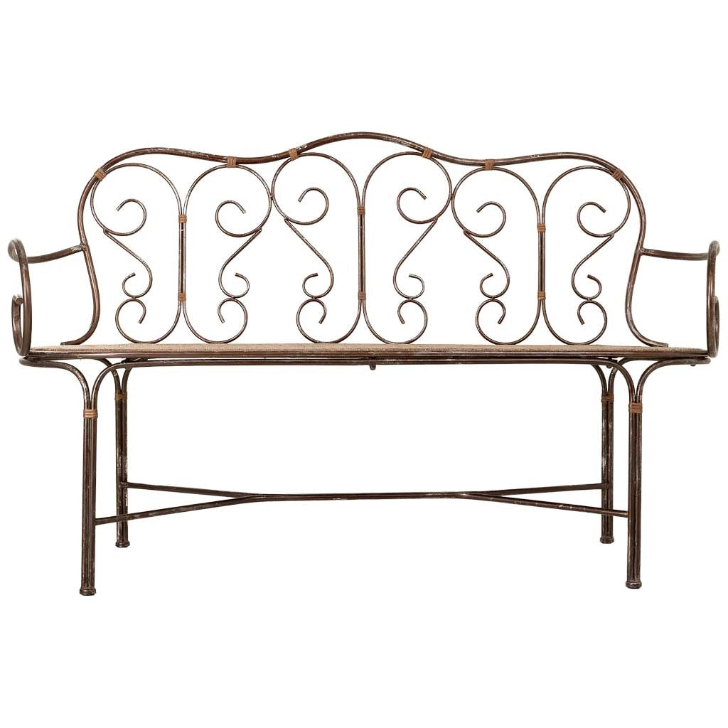 Panchina in metallo 146,69x55,25x45,09/89,54h cm marrone