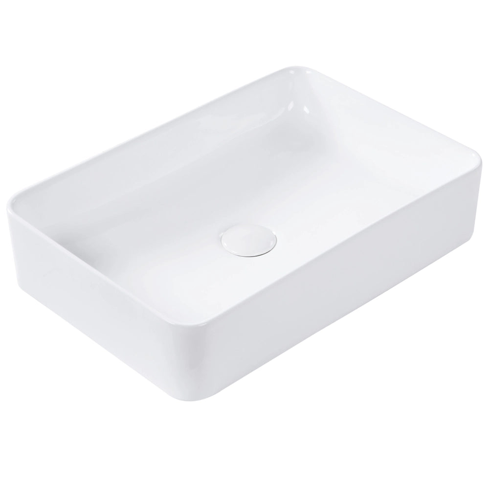 Lavabo bagno da appoggio in ceramica con finitura lucida bianca 510 x 340 mm Lavello da bagno rettangolare