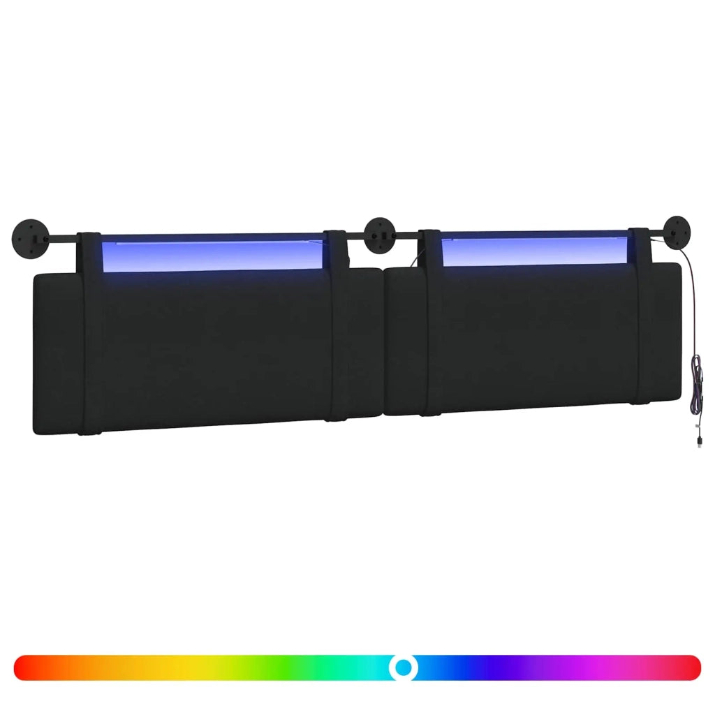 Testiera sospesa Con luce LED Nero Tessuto