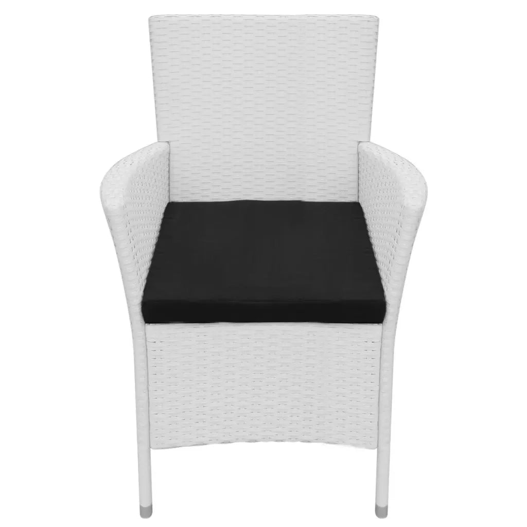 Set da Pranzo da Giardino 5 pz | Set Salotto da Giardino in Polyrattan Bianco Crema