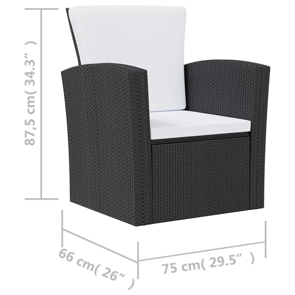 Set Divani da Giardino 8 pz con Cuscini in Polyrattan Nero cod mxl 38612