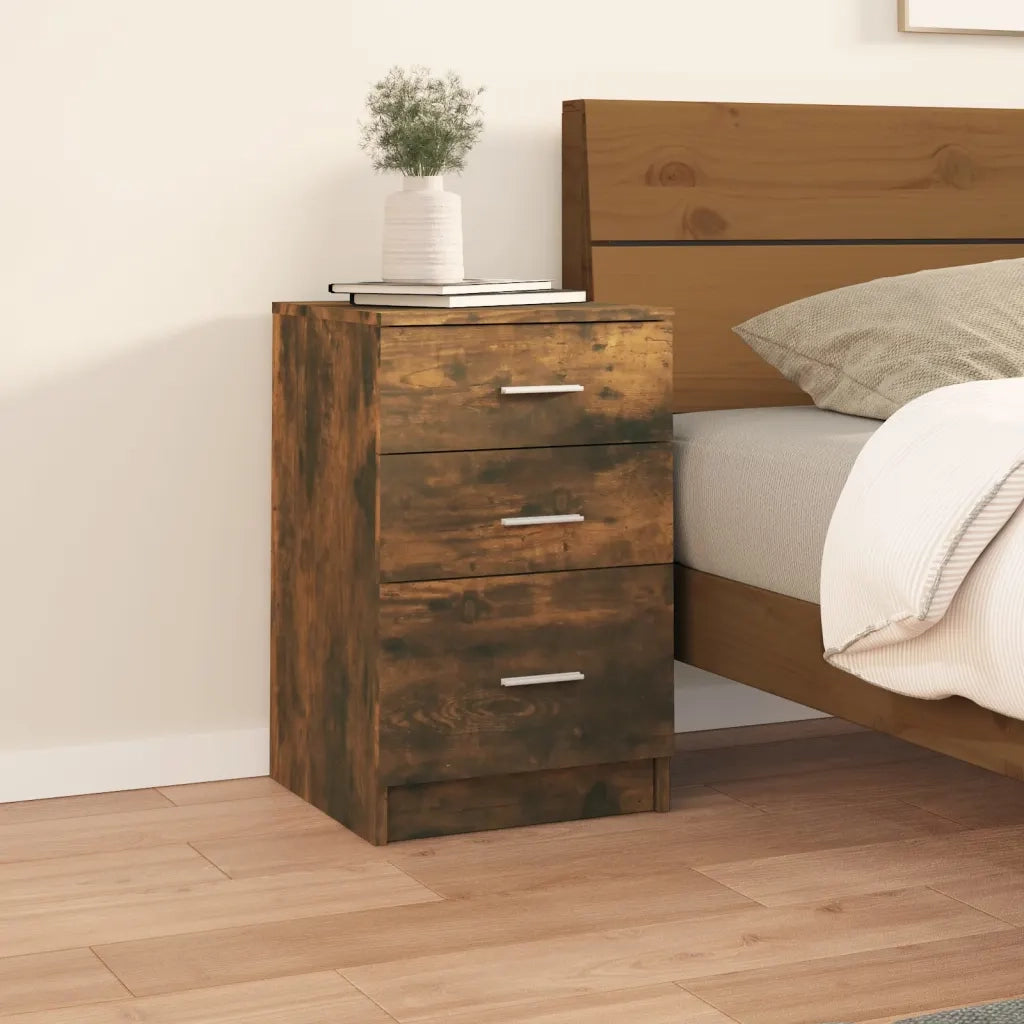 Comodino | Armadio da Notte | Mobiletto da notte Rovere Fumo 40x40x63 cm in Legno Multistrato