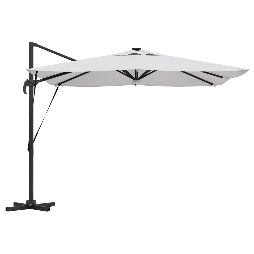 Ombrellone a sbalzo Roma con LED Sabbia 286x285x270 cm Alluminio