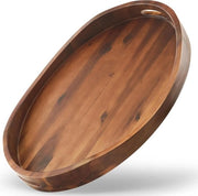 Piattaforma in Legno Ovale - Servizio con Maniglie - Colazione a Letto - Forma Extra Grande - 50x35 Cm - Nocciolo