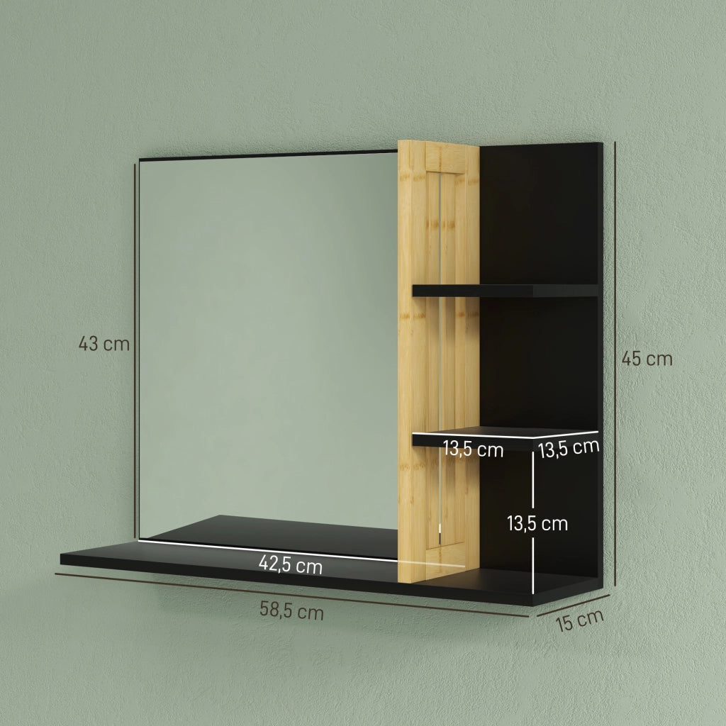 Specchio con ripiani per bagno ¨C zephmum ¨C legno di bamb¨´ 40x60x15