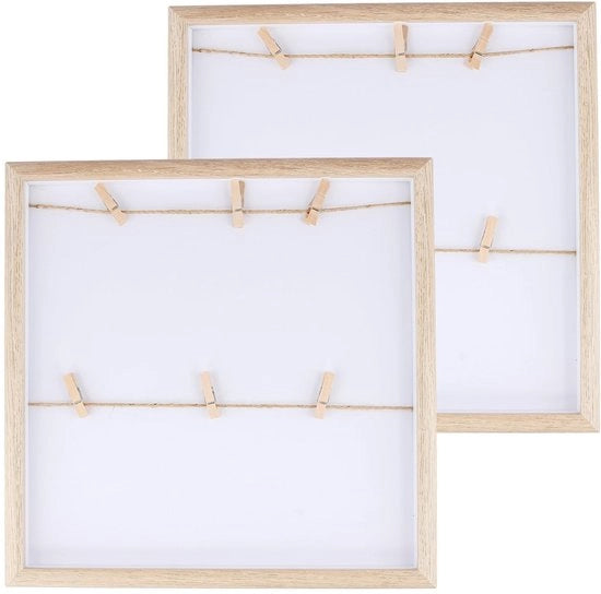 Scatola per Fotografie in Legno 30,5 x 30,5 cm - Collage per Fotografie - Decorazione per Parete - 2 Pezzi - Stile Moderno/Scandinavo - Adatto per Soggiorno/Camera da Letto - Scatola per Collage