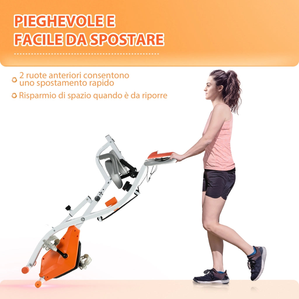 Cyclette Pieghevole con Resistenza Magnetica 8 Livelli ¨C zephmum ¨C Arancione