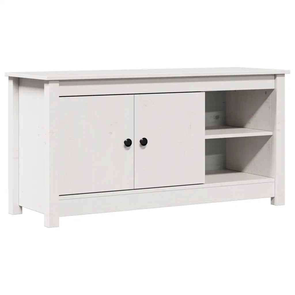 Mobile Porta TV Bianco 103x36,5x52 cm in Legno Massello di Pino 814590