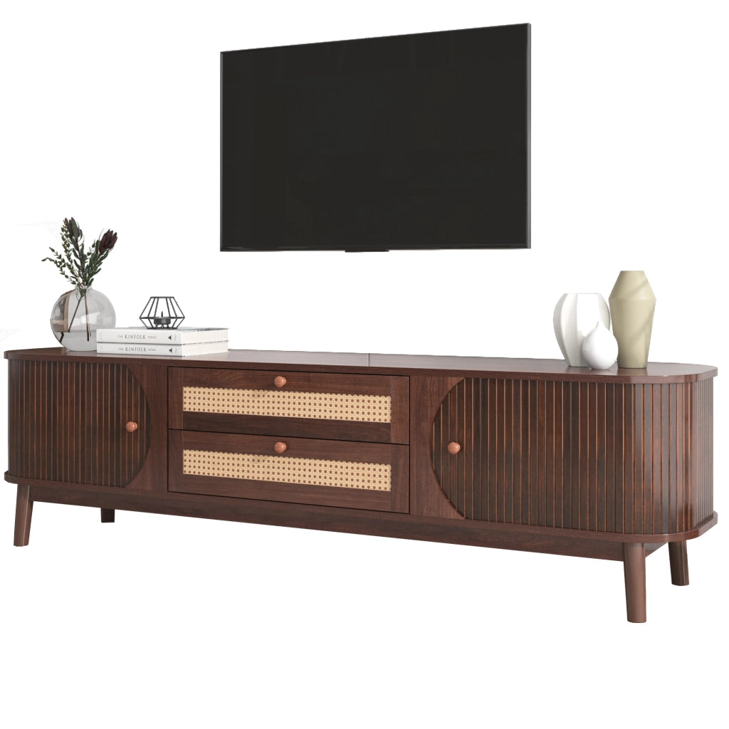 Mobile TV con Ante e Cassetti in Legno con Rattan ¨C MINIMAL ¨C Stile Country