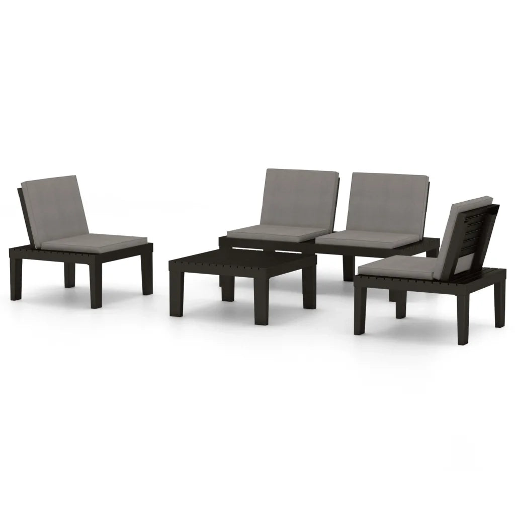 Set Divani da Giardino con Cuscini 4 pz in Plastica Grigio cod mxl 36209