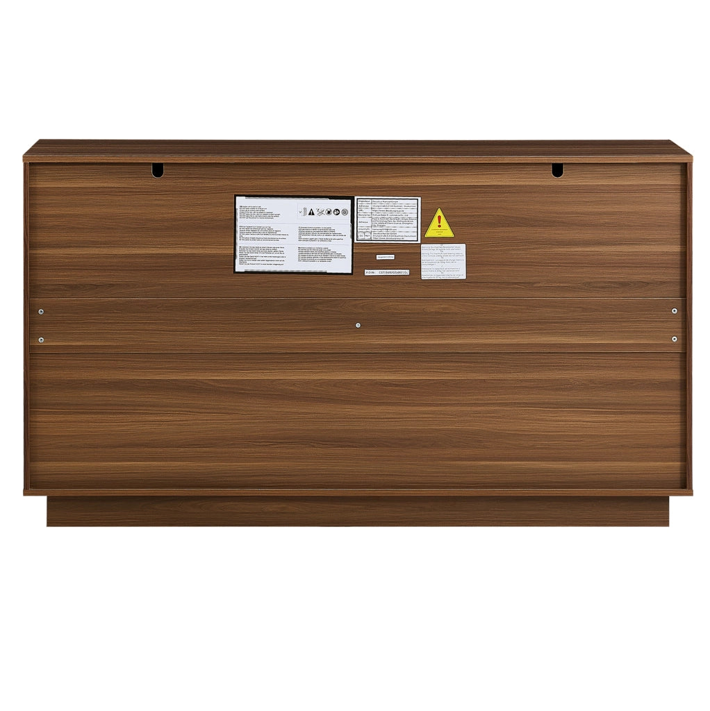 Credenza 150x40x85 cm in MDF marrone effetto legno e nero con 4 ante e 2 cassetti