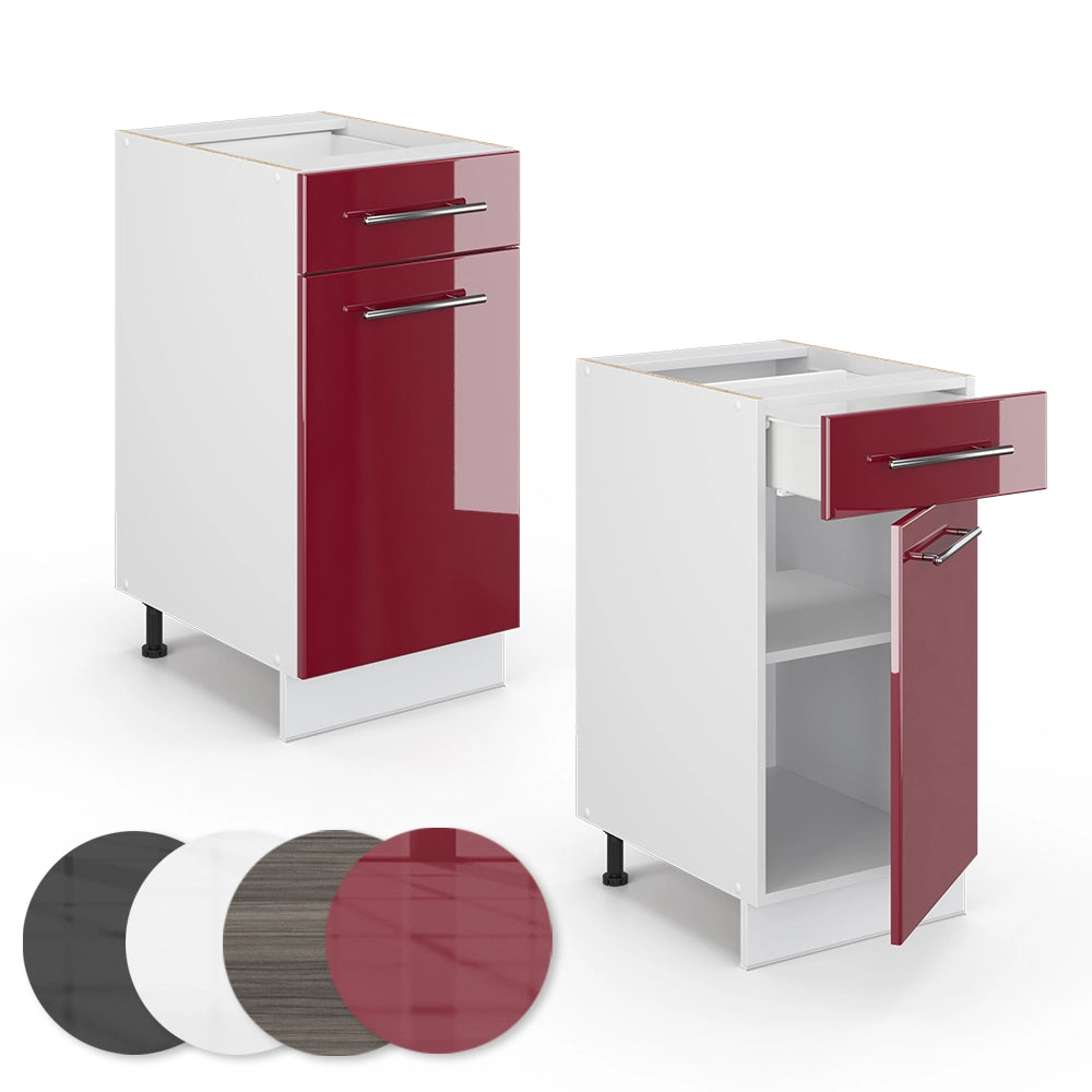 Vicco Mobiletto base per cucina Rosso bordeaux lucido 40 cm senza piano di lavoro