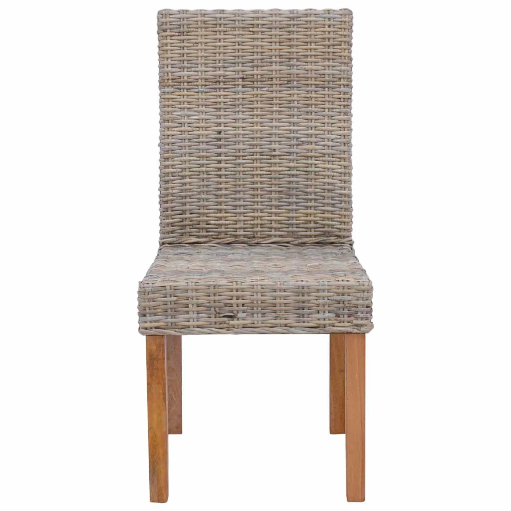 Sedia da pranzo 2 pcs Rattan Kubu e Legno Massello di Mogano