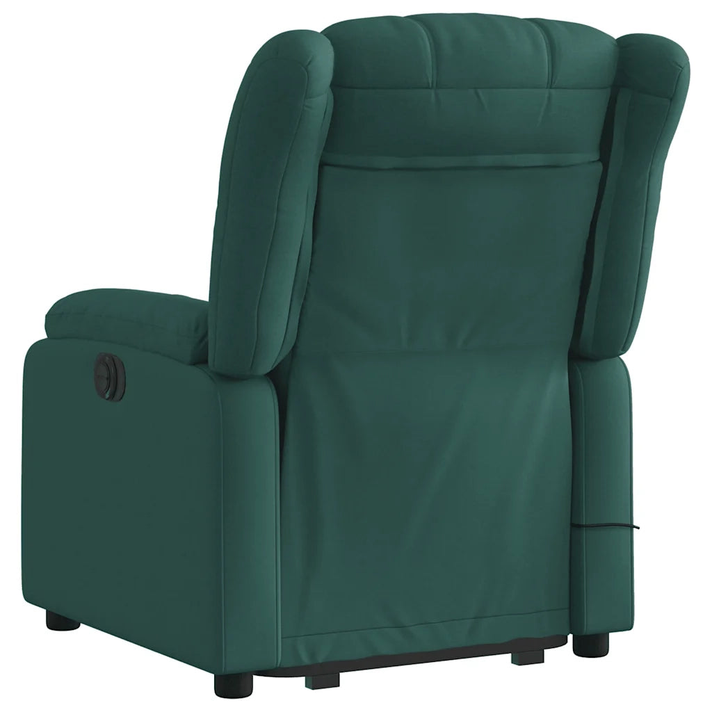 Poltrona Alzapersona Massaggiante | Sedia Relax Verde Scuro in Tessuto