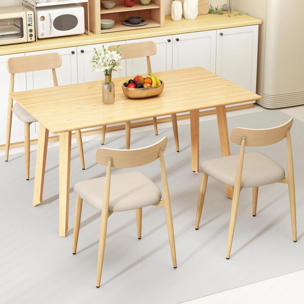 Set di 2 Sedie da Pranzo Moderne, Sedie Rivestite in Tessuto di Lino con Gambe in Metallo Robusto, Seduta Imbottita, Schienale Curvo, Sedia senza Braccioli per Sala da Pranzo e Soggiorno