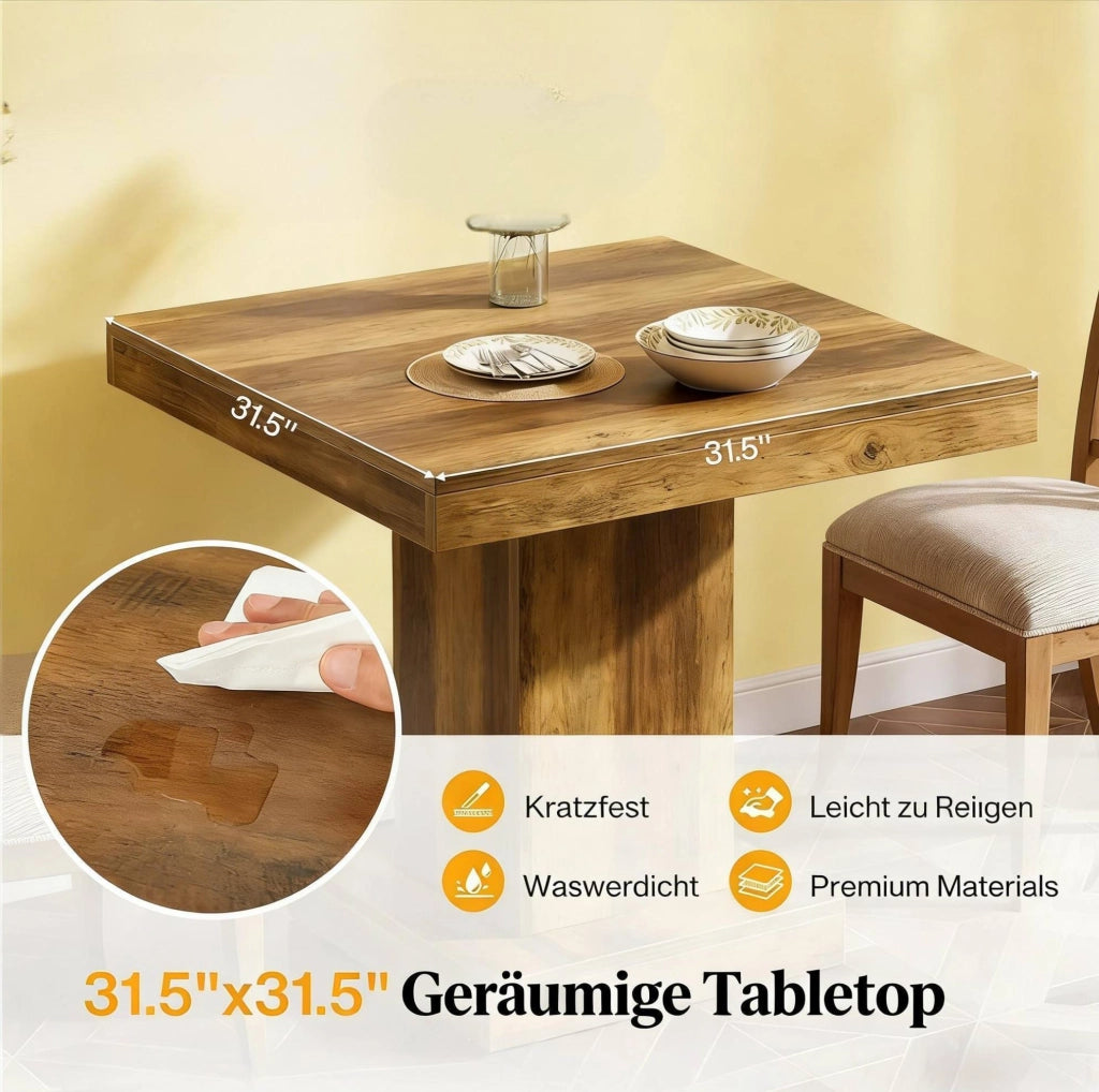 Tavolo da Pranzo Quadrato in MDF con Design Compatto e Stile Country