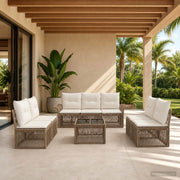 Set Divano da Giardino 8 pcs Beige polyrattan 3434802