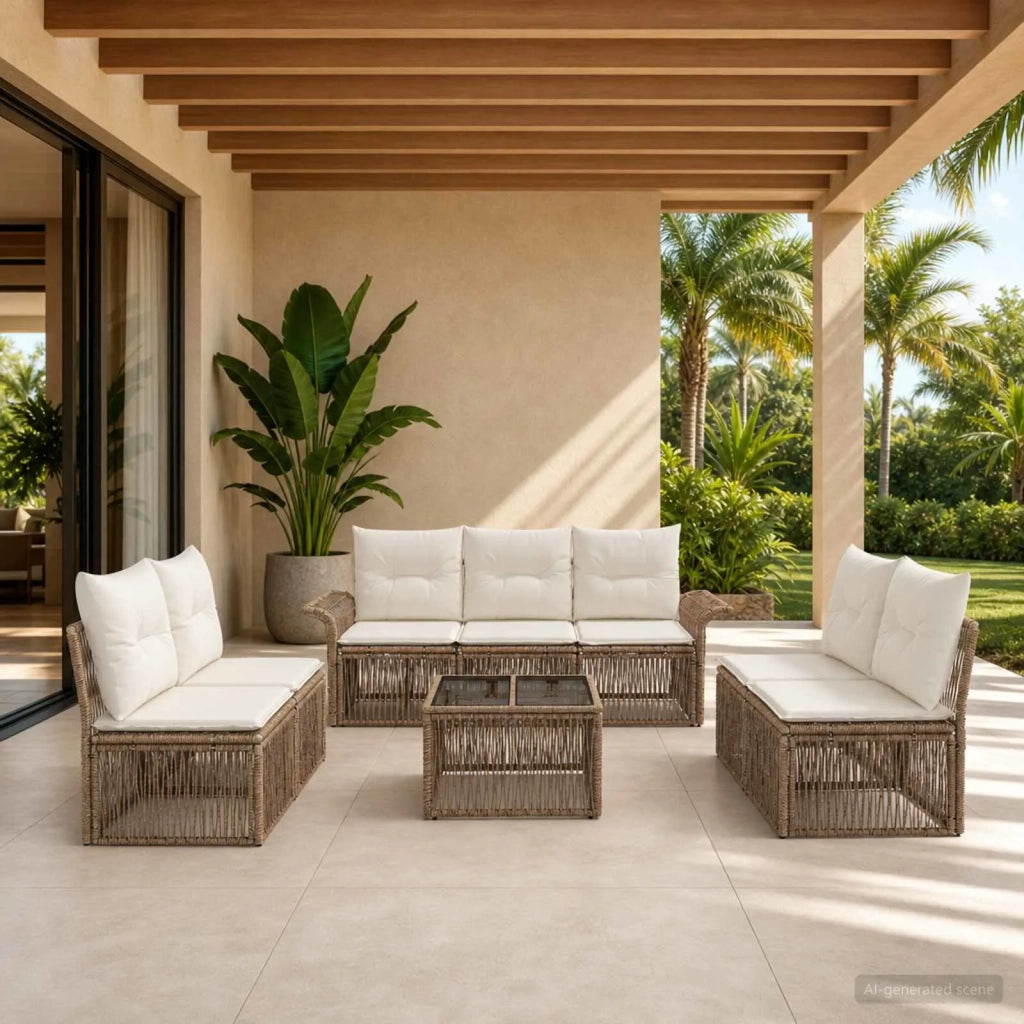 Set Divano da Giardino 8 pcs Beige polyrattan 3434802