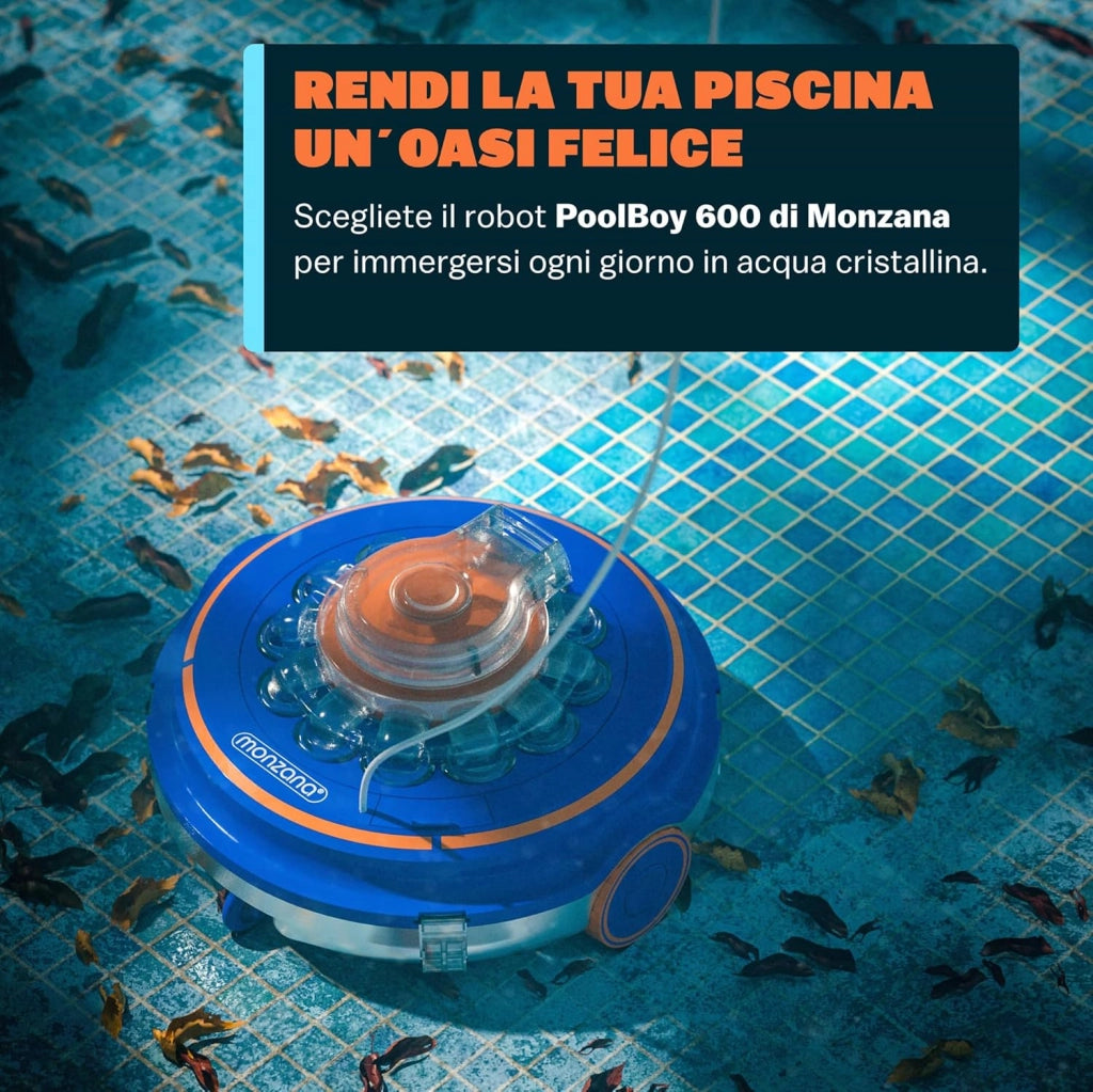® Robot Poolboy600 Pulizia Piscina Cordless Automatico 80 Min Batteria 5200mAh Li-Ion 80m² Aspiratore Robotico