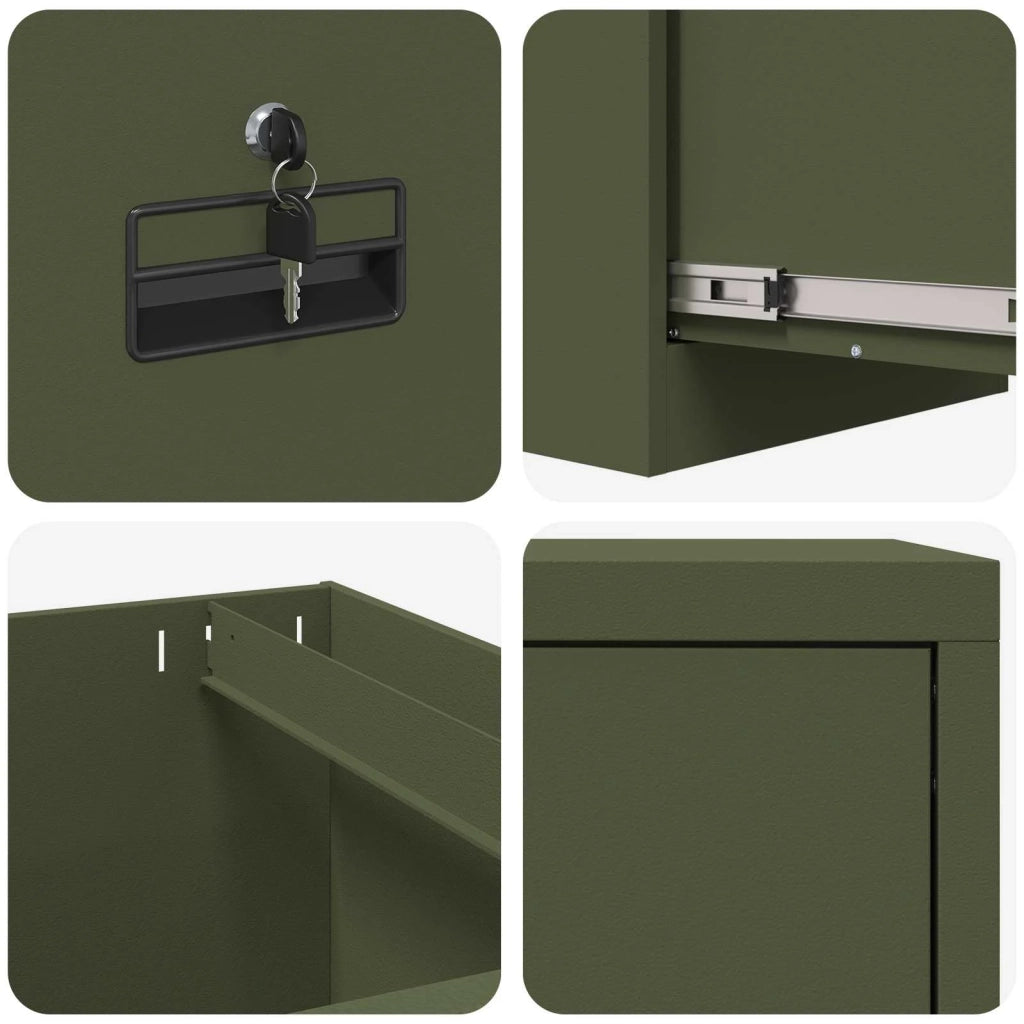 Armadio per File Geometrico 2 pcs Verde oliva 44 x 50 x 139 cm 3406158