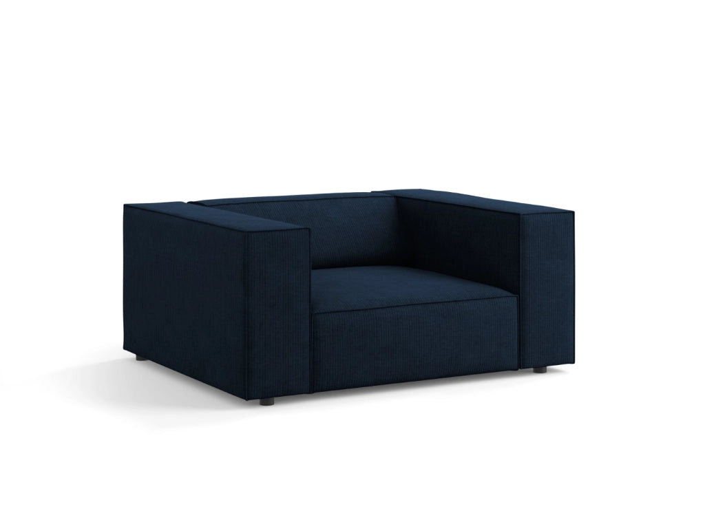 Cosmopolitan Design - Poltrona "Arendal" in ciniglia con effetto a coste blu reale 
