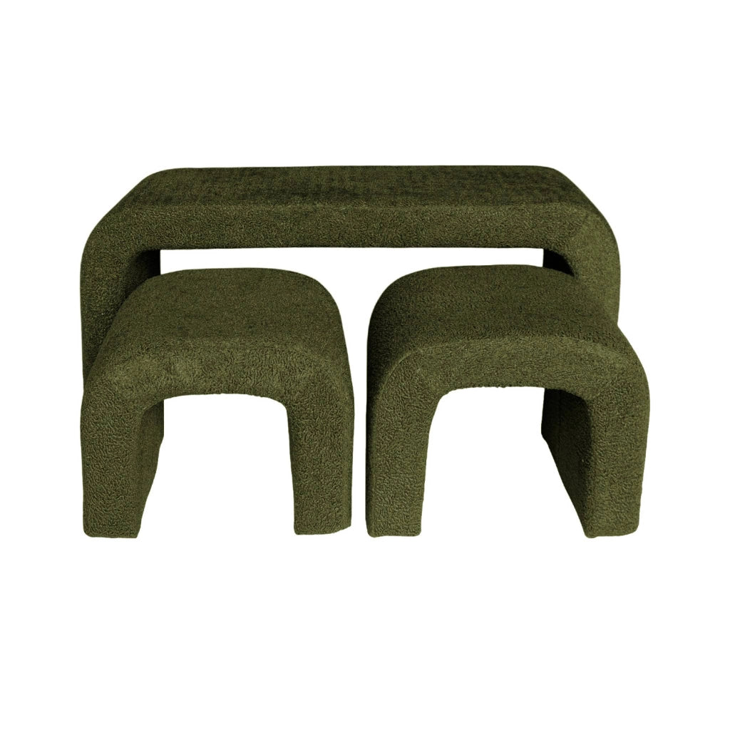 Panca e sgabelli impilabili bouclé, verde kaki