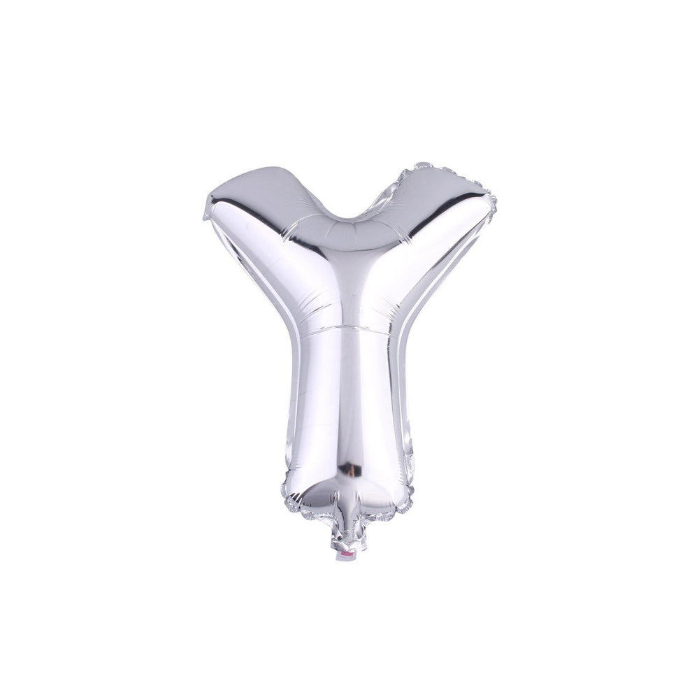 Trade Shop - Palloncino Gonfiabile Elio Lettera Y Argento 35 Cm Compleanno Festa Party Casa -