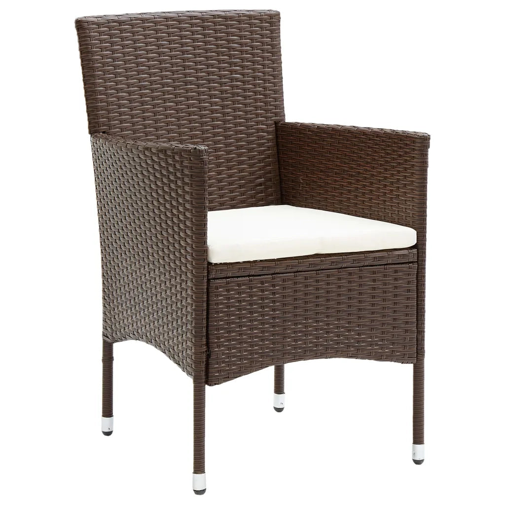 Set da Pranzo per Giardino 5 pz in Polyrattan Marrone cod mxl 35164