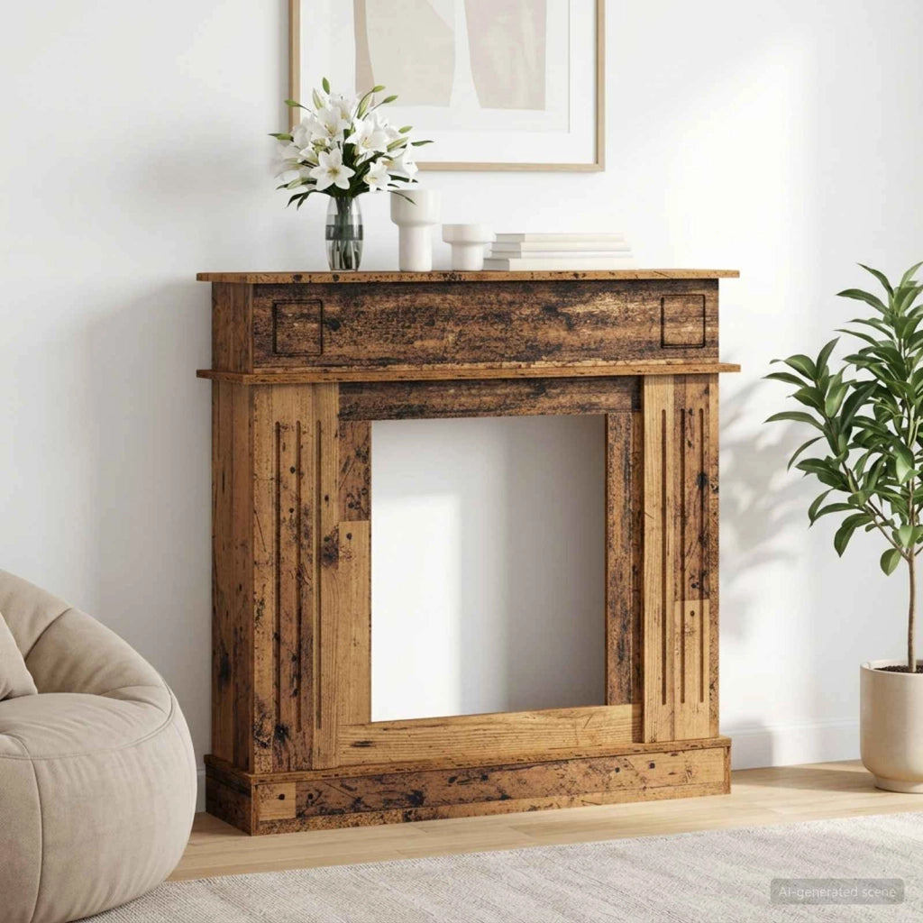 Cornice per camino Legno antico 102 x 26 x 100 cm 8006649
