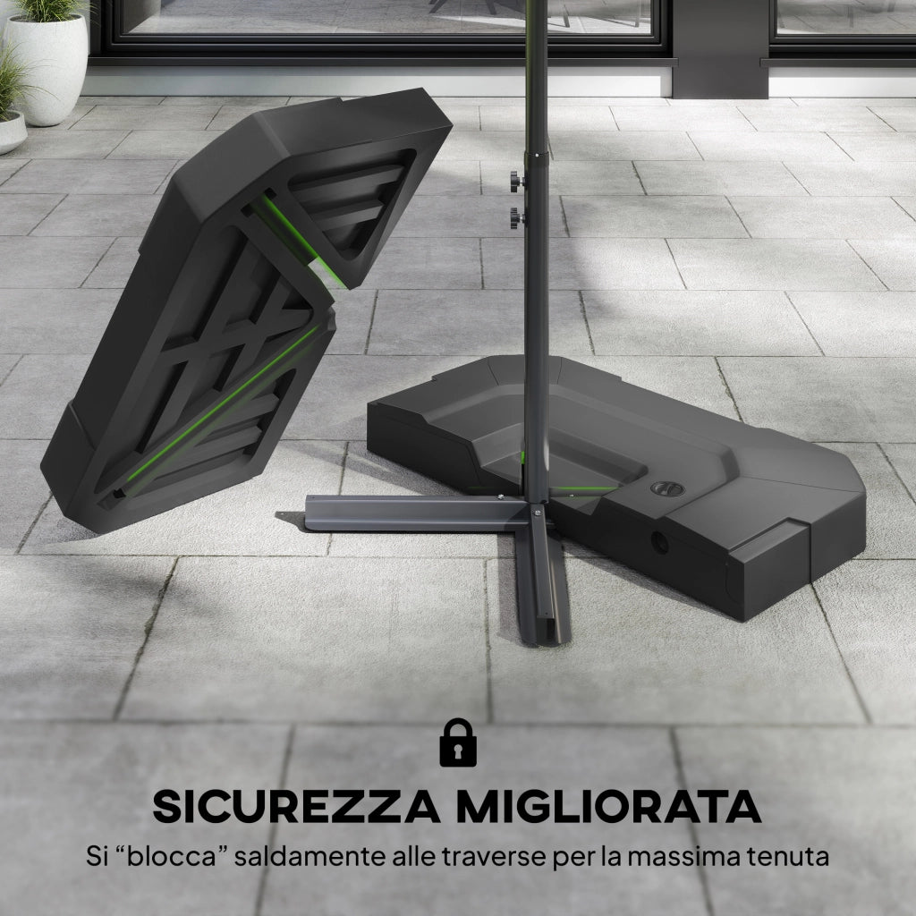 Base per Ombrellone a Sbalzo ¨C zephmum ¨C 2 Pezzi, HDPE, Riempibile, 101x101x12 cm, Nero
