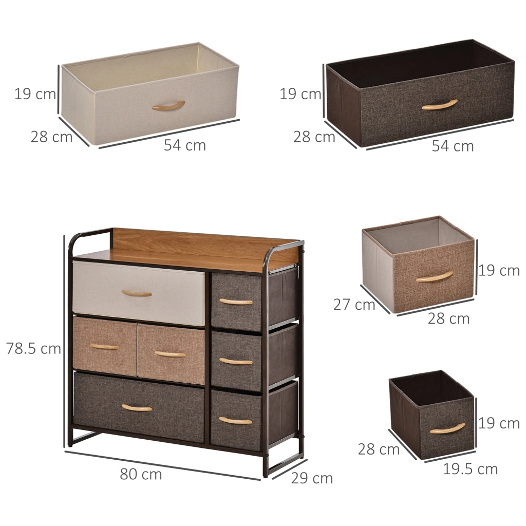 Cassettiera 7 Cassetti Tessuto ¨C Minimal ¨C 80x29x78.5 cm Multicolore