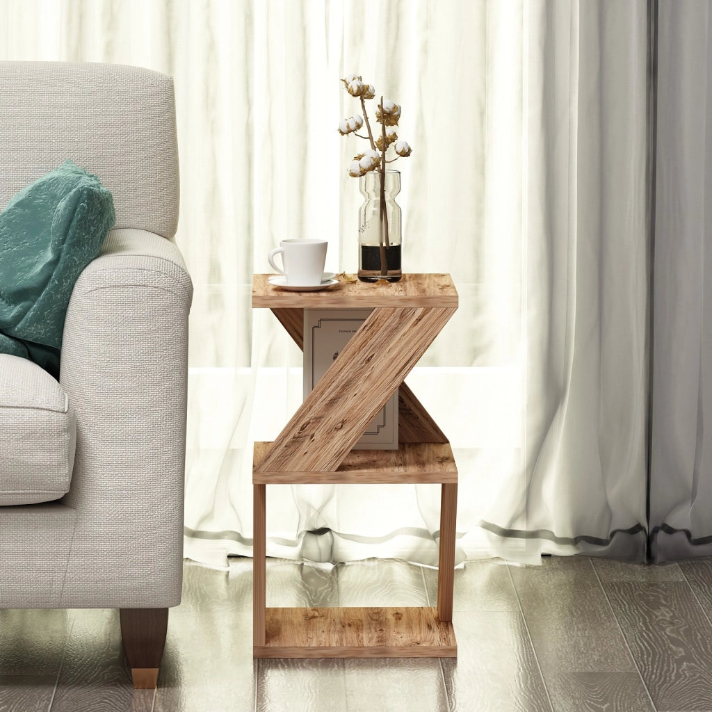 Tavolino laterale in legno "Albeni" - 29 x 29 x 54 cm - Pino atlantico