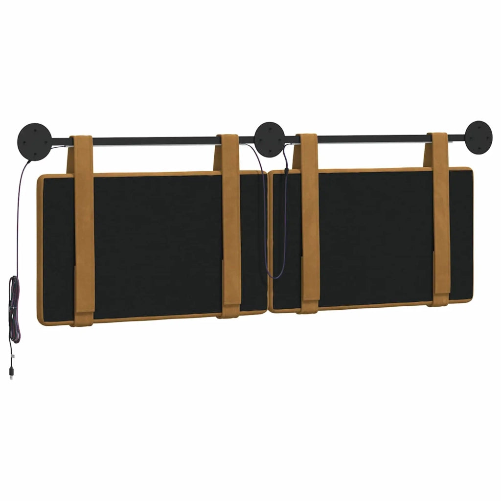 Testiera sospesa Con luce LED Marrone Velluto 3424145