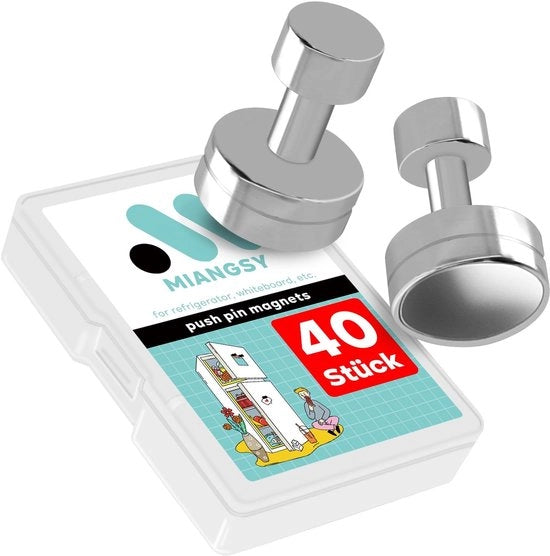 40 Magnetici Forti per Tavole Magnete, Frigoriferi, Uffici e Scuole - Argento
