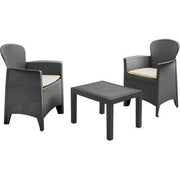 SET RATTAN BALCONY AKITA PROGARDEN  PP ANTRACITE CF=PZ 3 + CUSCINI
