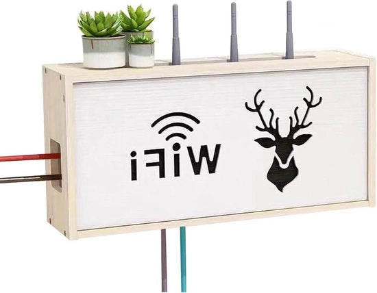 Sostegno per modem da parete - soluzione di gestione cavi per router Wi-Fi cavi nascosti - beige