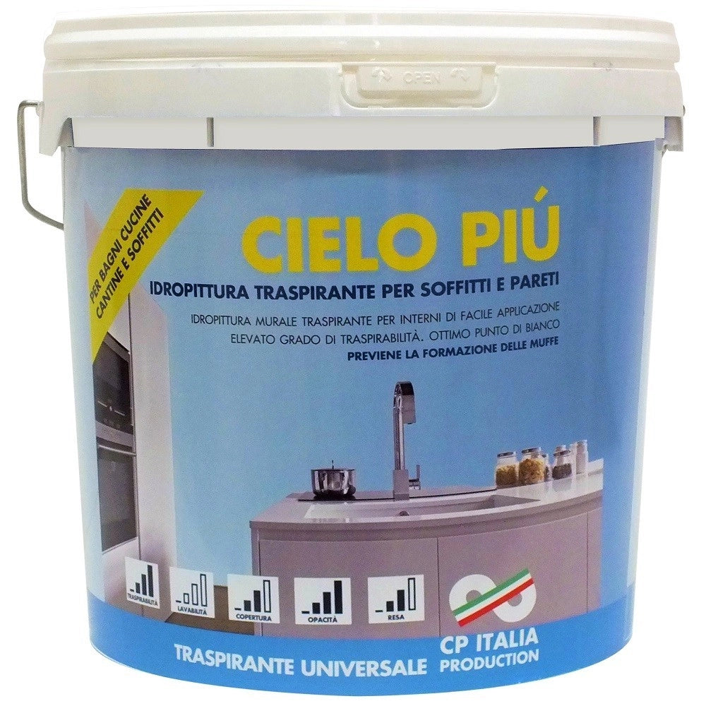 VERNICE IDROPITTURA TRASPIRANTE  SEMILAVABILE 'CIELO PIÃ™' LT.14  BIANCO OPACO