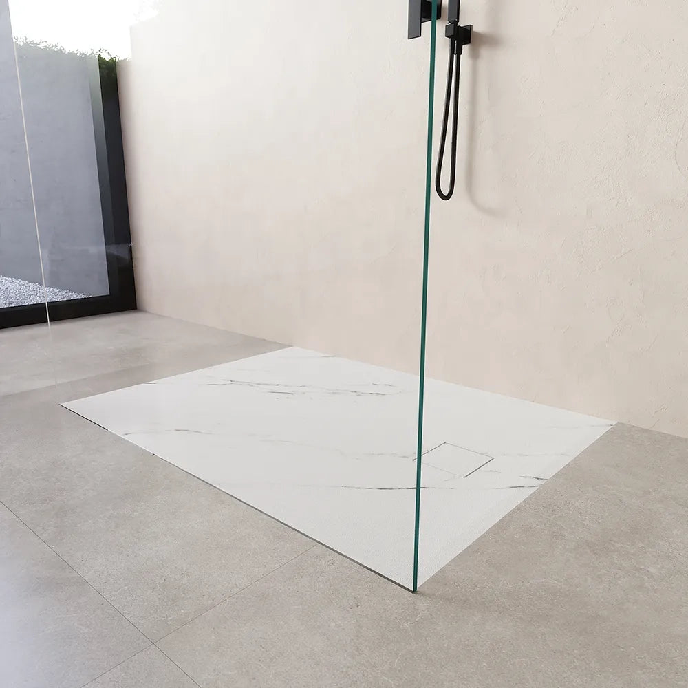 Piatto doccia 70x140 cm colore marmo calacatta bianco effetto pietra | Samos