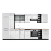 Cucina componibile Fame-Line Bianco lucido/Antracite 355 cm, PL Rovere Vicco