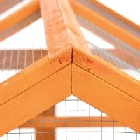Gabbia per Galline in Legno con Porte Multiple e Rete in Metallo, 140x88.5x106cm, Arancione