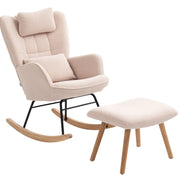 Poltrona a dondolo con poggiapiedi beige