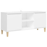 Mobile porta TV multimediale scaffale porta TV credenza mobile porta TV per sala da pranzo soggiorno camera da letto con gambe in legno massello 103,5 x 35 x 50 cm bianco 02_0026843